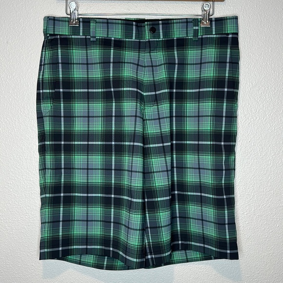 Nike Other - Nike Golf Tour Performance Dri-Fit Shorts Plaid Men's Size 35 Green Black